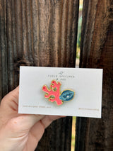 Coral & Clam Enamel Pin